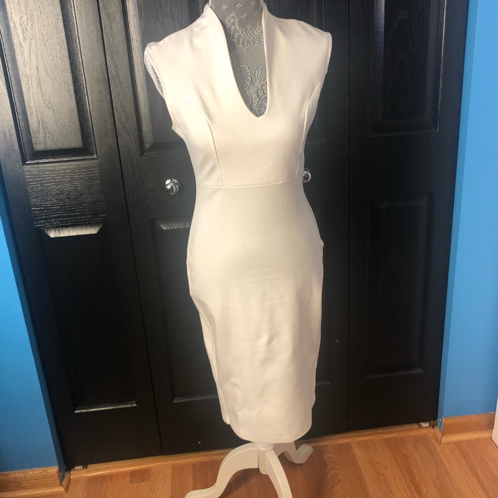 Love Culture Fitted White midi dress